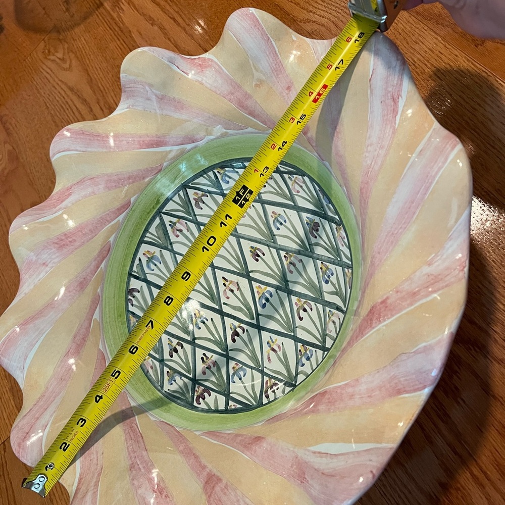 MACKENZIE CHILDS FLUTED BEARDED IRIS LARGE SERVING BOWL